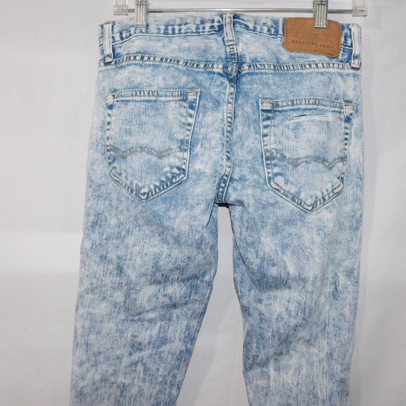 American Eagle Mens 28 x 32 Acid wash Distressed Destroyed FLEX Jeans - Picture 11 of 11